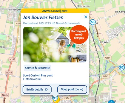 anwb gastvrij punt een service van Jan Bouwes Fietsen