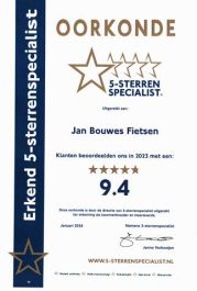 jan bouwes fietsen is erkend 5 sterrenspecialist